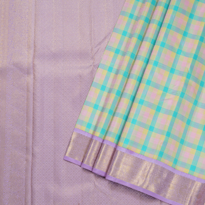 Hayagrivas Handloom Pastel Checks Kanjivaram Silk Saree BBD973J7-2