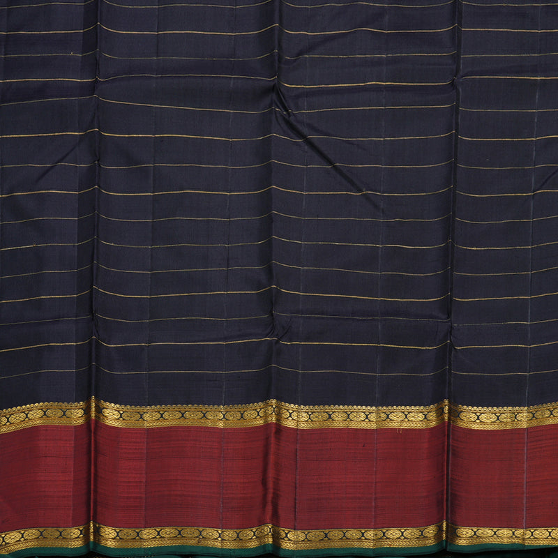 Hayagrivas Grey Handloom Kanjivaram Silk Saree with Retta Pet Wine Maroon Border BBD976J1-1