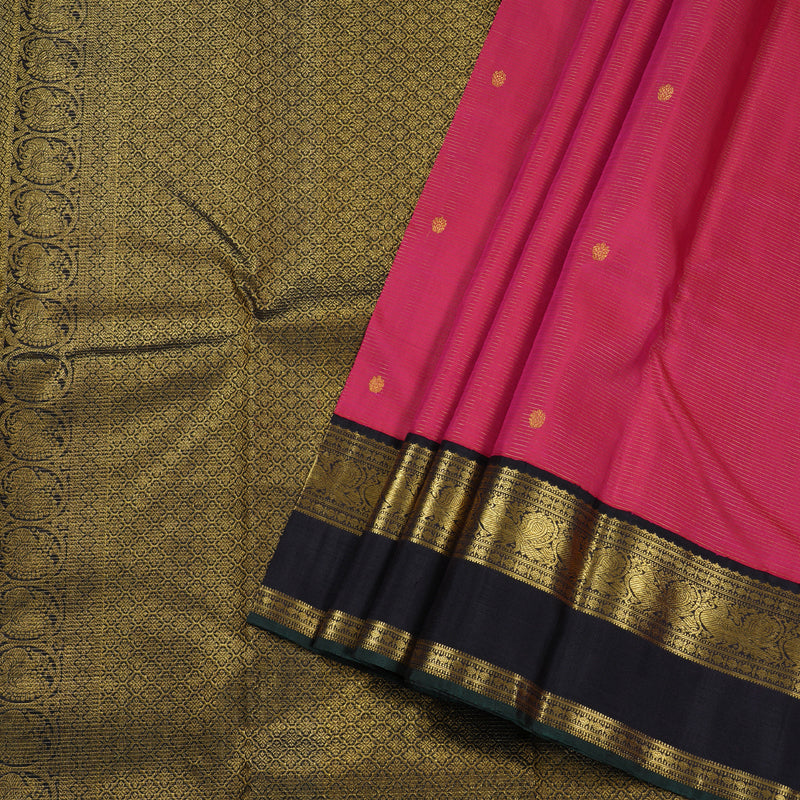 Hayagrivas Pink Kanjivaram Silk Saree with Black Border BBD976J3-1