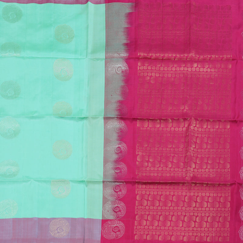 Hayagrivas Pastel Green Soft Silk Saree with Onion Pink Border BBD97D3-13