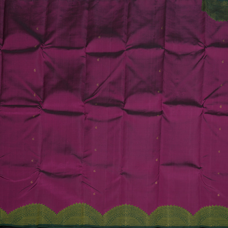 Hayagrivas Purple Kanjivaram Silk Saree with Bottle Green Border BBD984J2-1