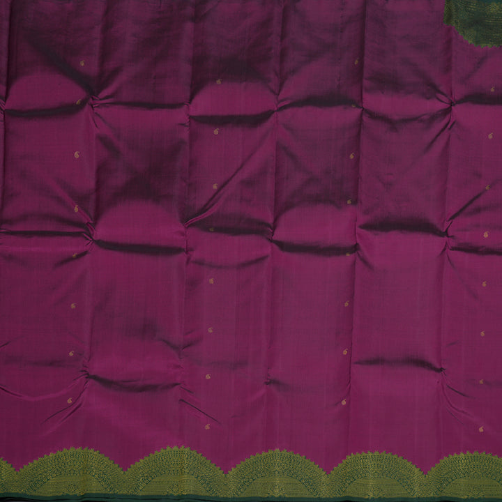 Hayagrivas Purple Kanjivaram Silk Saree with Bottle Green Border BBD984J2-1