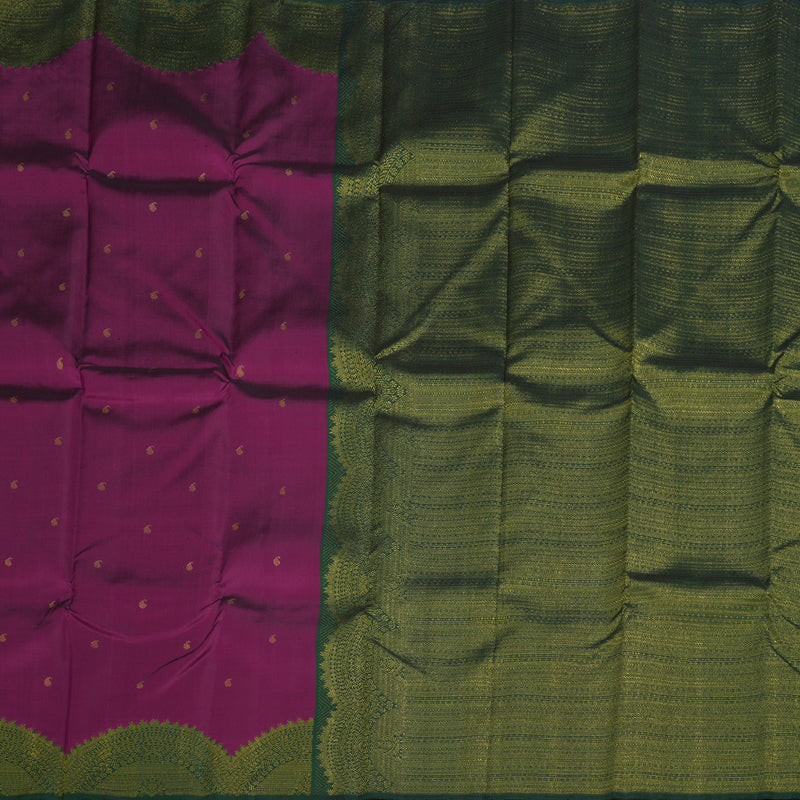 Hayagrivas Purple Kanjivaram Silk Saree with Bottle Green Border BBD984J2-1