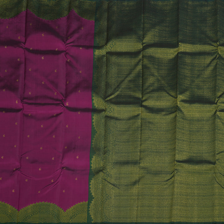 Hayagrivas Purple Kanjivaram Silk Saree with Bottle Green Border BBD984J2-1