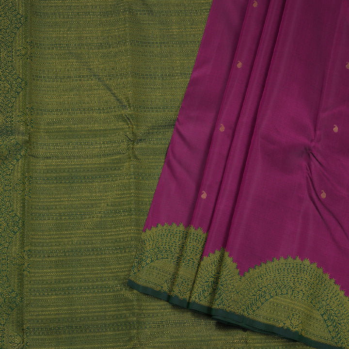 Hayagrivas Purple Kanjivaram Silk Saree with Bottle Green Border BBD984J2-1