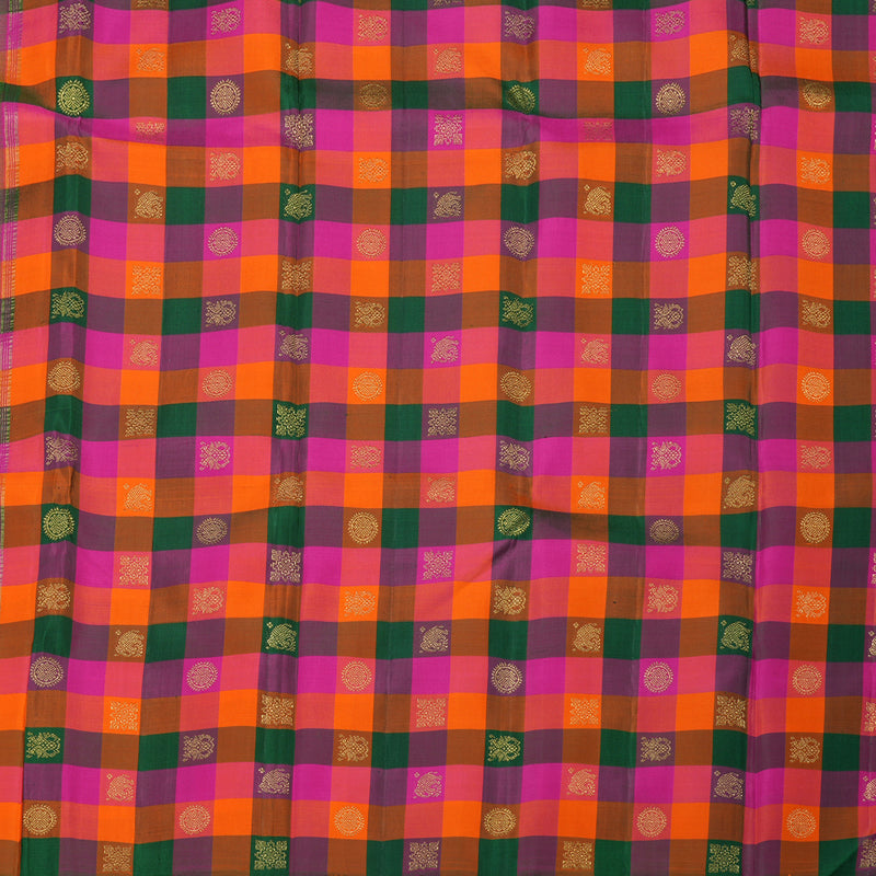 Hayagrivas Handloom Kanjivaram silk saree in Fluorescent green with multicolour Veldhari BBD984J3-1