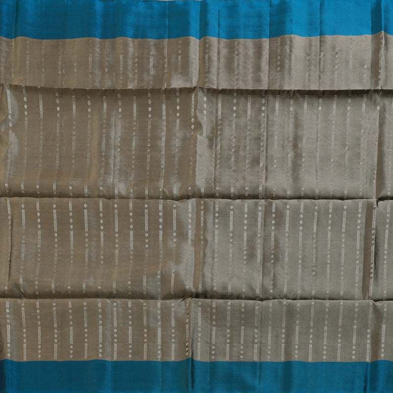 Hayagrivas Light Ash Grey Handloom Soft Silk Saree with Dark Sky Blue Border BBD98D2-7