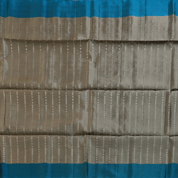 Hayagrivas Light Ash Grey Handloom Soft Silk Saree with Dark Sky Blue Border BBD98D2-7