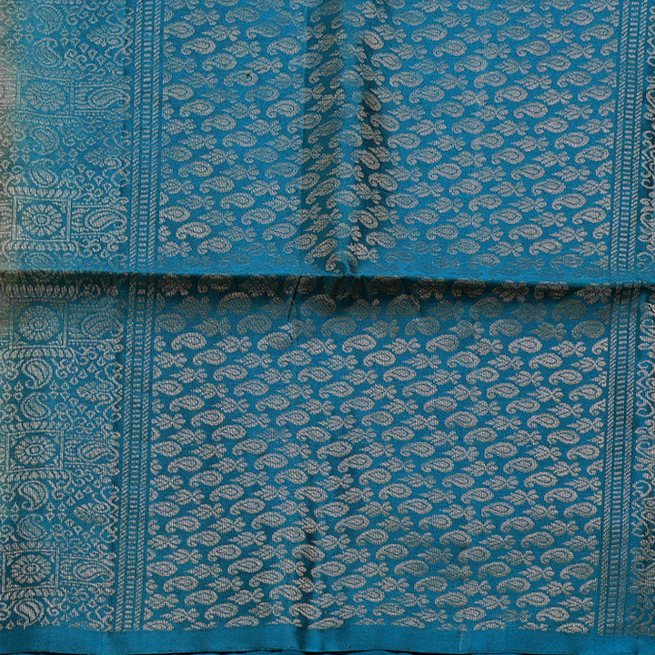 Hayagrivas Light Ash Grey Handloom Soft Silk Saree with Dark Sky Blue Border BBD98D2-7