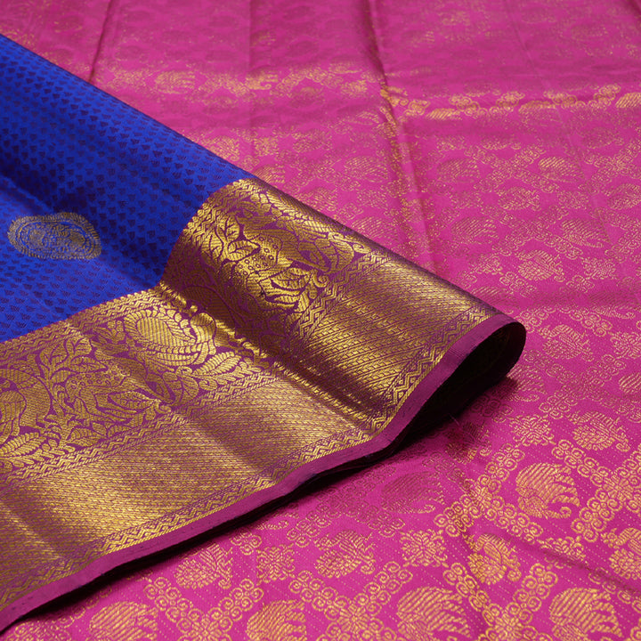 Hayagrivas Blue Handloom Kanjivaram Silk Saree with Purple Border BBD991J2-8