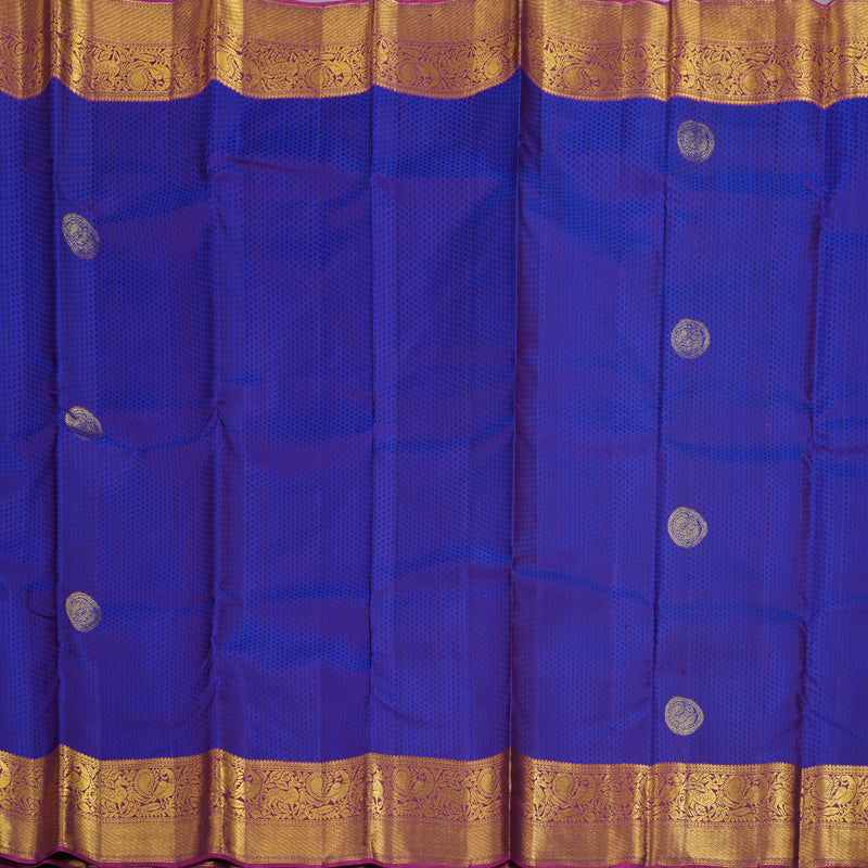Hayagrivas Blue Handloom Kanjivaram Silk Saree with Purple Border BBD991J2-8