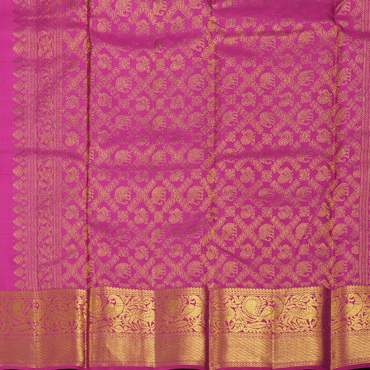 Hayagrivas Blue Handloom Kanjivaram Silk Saree with Purple Border BBD991J2-8