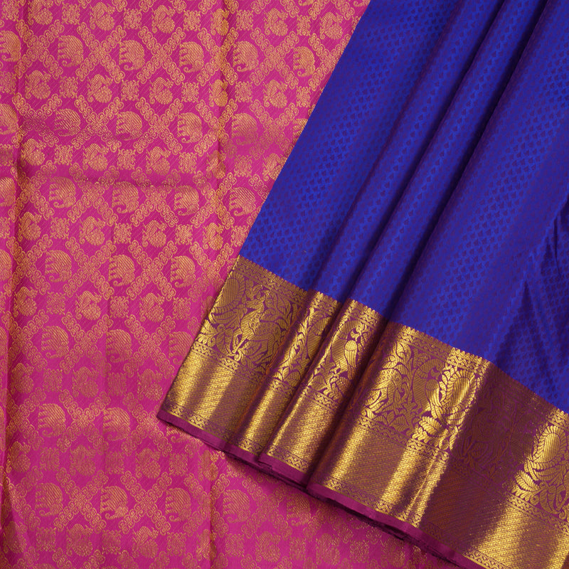 Hayagrivas Blue Handloom Kanjivaram Silk Saree with Purple Border BBD991J2-8
