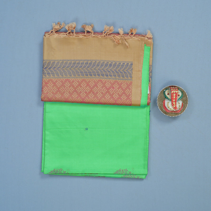 Hayagrivas Bright Green Handloom Soft Silk Saree BBD99D3-2