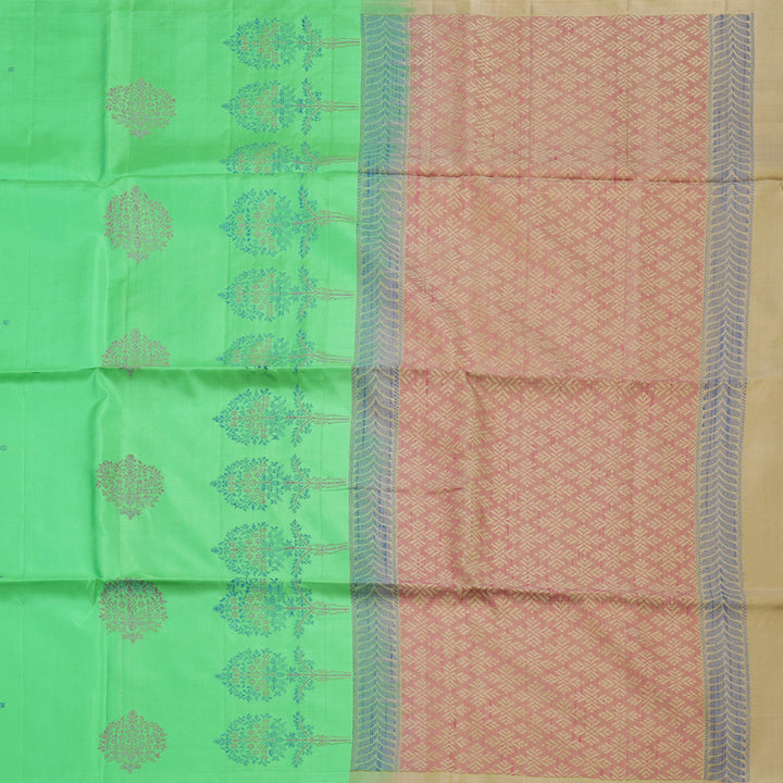 Hayagrivas Bright Green Handloom Soft Silk Saree BBD99D3-2