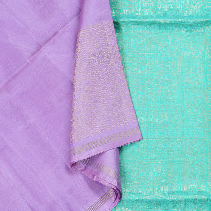 Hayagrivas Handloom Lavender Soft Silk Saree with Sea Green Border BBD99D4-1