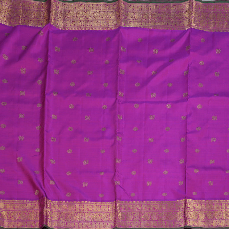 Hayagrivas Purple Handloom Kanjivaram Ten Yards Silk Saree with Green Edging Border BD303-SBS