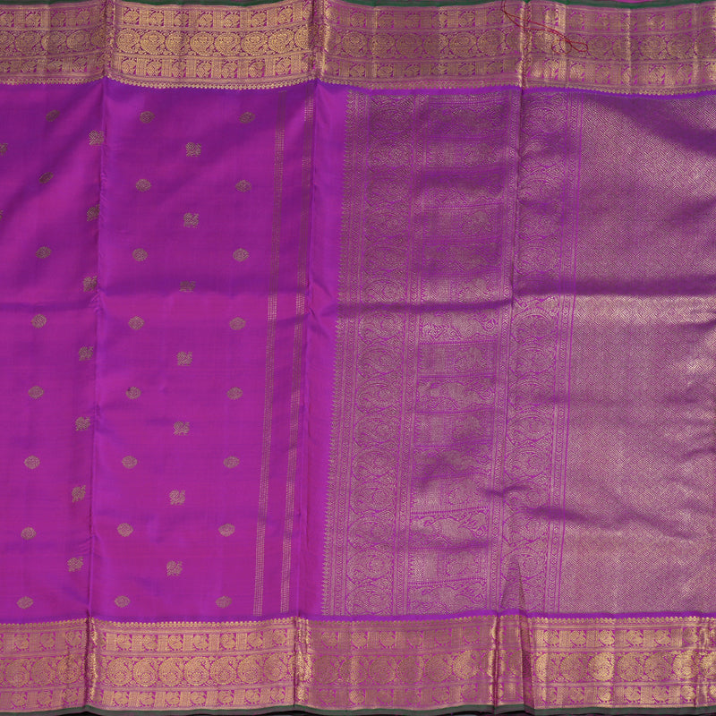 Hayagrivas Purple Handloom Kanjivaram Ten Yards Silk Saree with Green Edging Border BD303-SBS