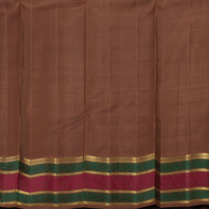 Hayagrivas Handloom Light blue With Brown Korvai Kanjivaram Silk Saree BD315