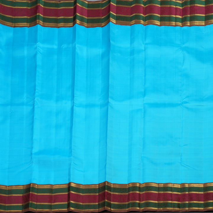 Hayagrivas Handloom Light blue With Brown Korvai Kanjivaram Silk Saree BD315