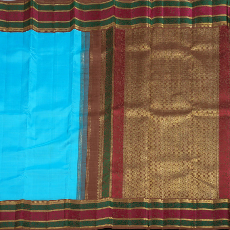 Hayagrivas Handloom Light blue With Brown Korvai Kanjivaram Silk Saree BD315