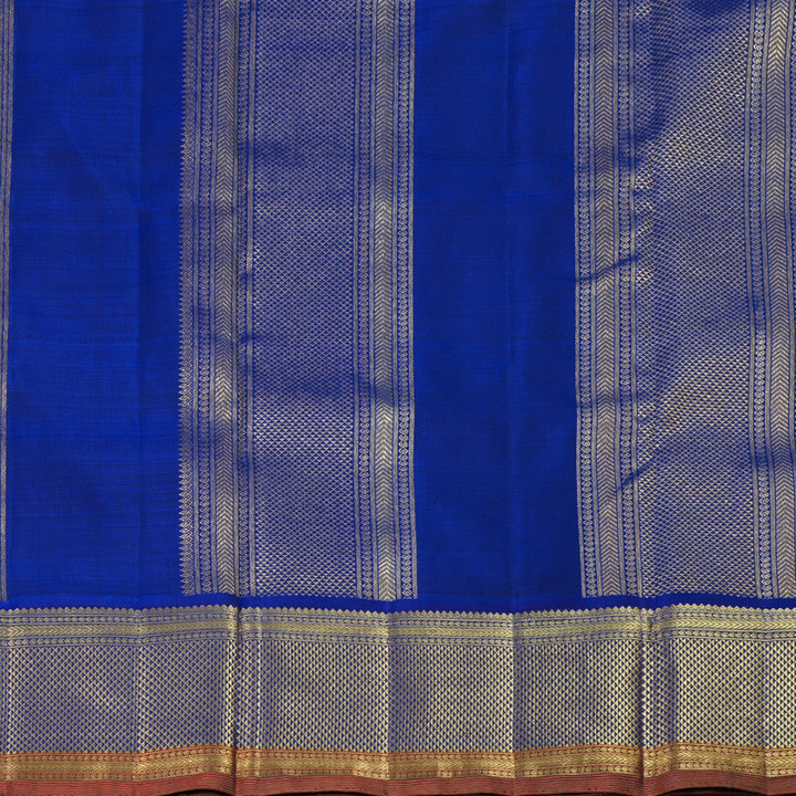 Hayagrivas Burnt Orange Handloom Kanjivaram Ten Yards Silk Saree with Blue Border BD317-SBS