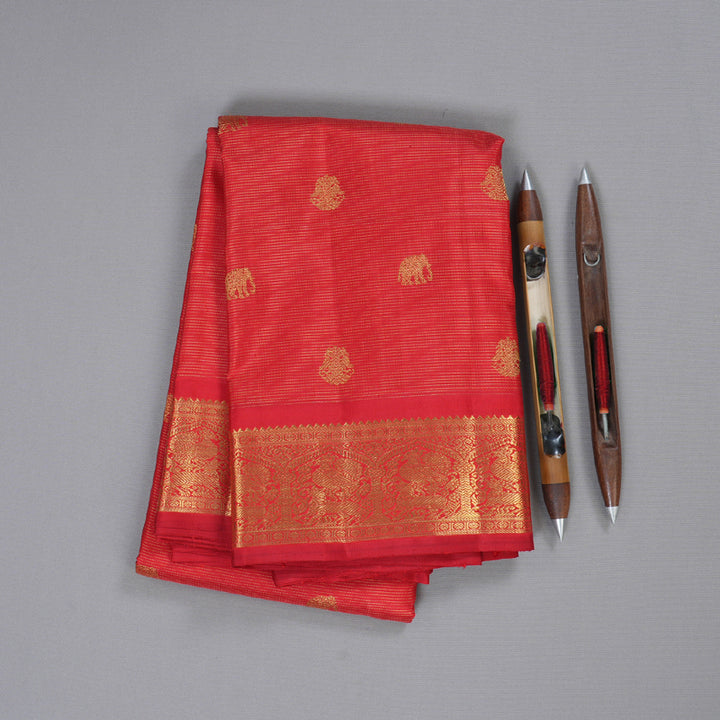 Hayagrivas Handloom Vairaoosi Red Kanjivaram Silk Saree BD332