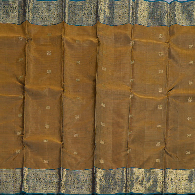 Hayagrivas Handloom Gold With Cobalt Blue Kanjivaram Silk Saree BD347