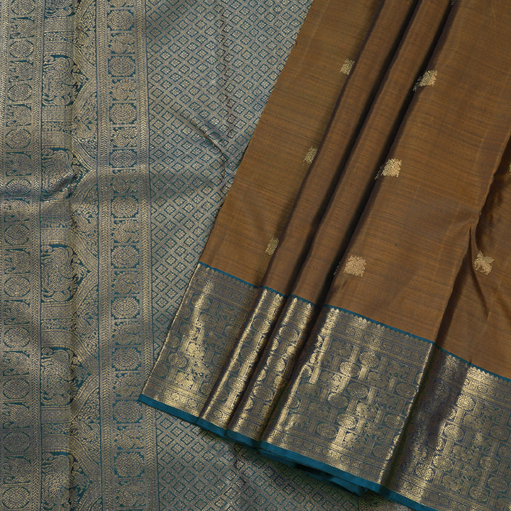 Hayagrivas Handloom Gold With Cobalt Blue Kanjivaram Silk Saree BD347