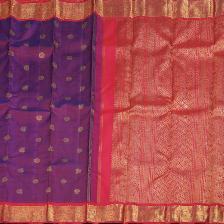 Hayagrivas Purple Kanjivaram Silk Saree with Redish Pink Border BD348-SBS