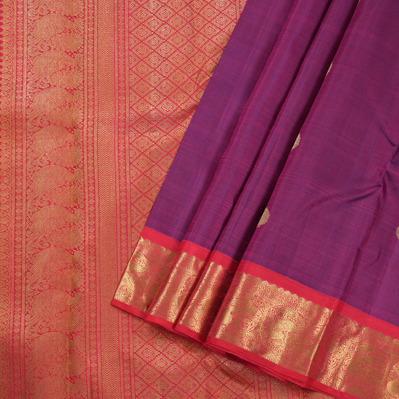 Hayagrivas Purple Kanjivaram Silk Saree with Redish Pink Border BD348-SBS