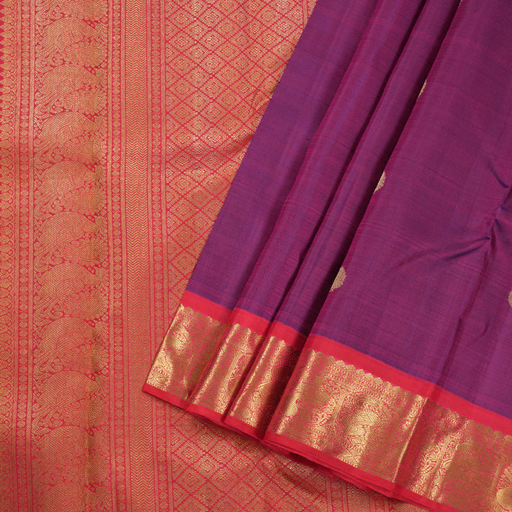 Hayagrivas Purple Kanjivaram Silk Saree with Redish Pink Border BD348-SBS