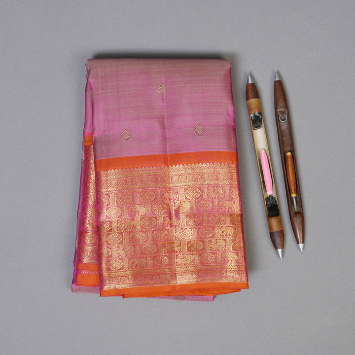 Hayagrivas Baby Pink Kanjivaram Silk Saree with Orangish Pink Border BD408-SBS