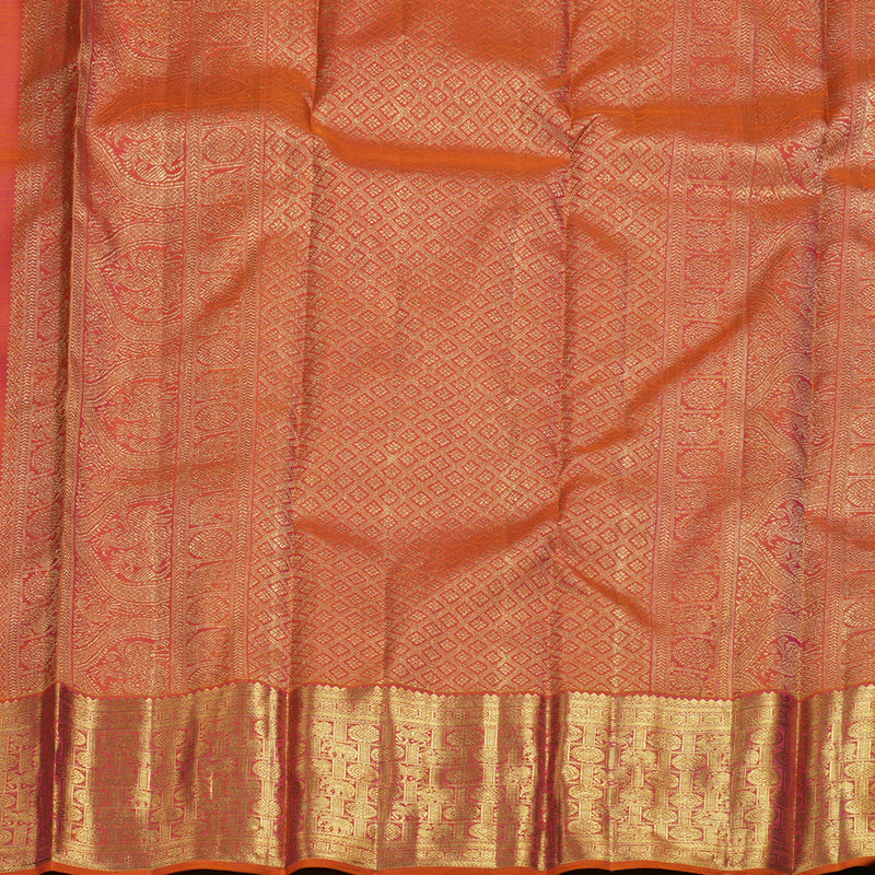 Hayagrivas Baby Pink Kanjivaram Silk Saree with Orangish Pink Border BD408-SBS