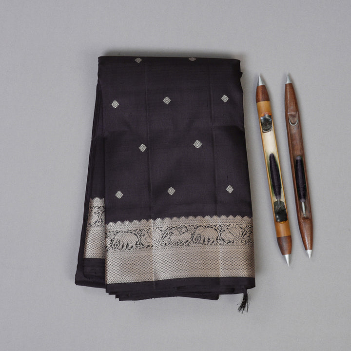 Hayagrivas Handloom Midnight Blue Kanjivaram Silk Saree BD411-SBS