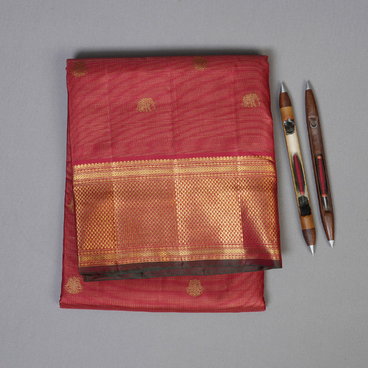 Hayagrivas Handloom Koorai Maroon Vairaoosi Ten Yards Silk Saree BD413-SBS