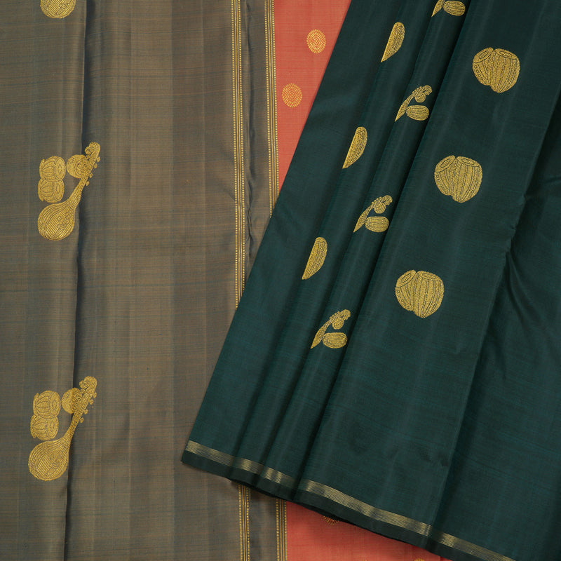 Hayagrivas Bottle Green Kanjivaram Silk Saree BD414-SBS