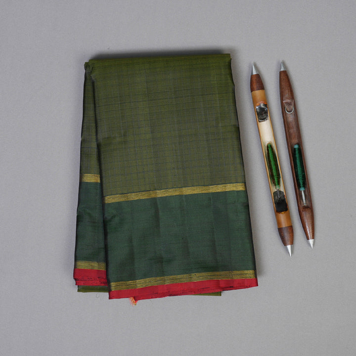 Hayagrivas Handloom Mehandi Green Kanjivaram Silk Saree BD417-SBS