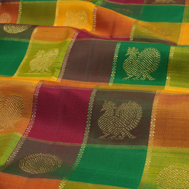 Hayagrivas Multi Colour Checks Ten Yards Silk Saree BD419-SBS