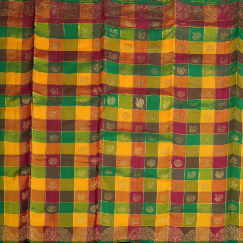 Hayagrivas Multi Colour Checks Ten Yards Silk Saree BD419-SBS