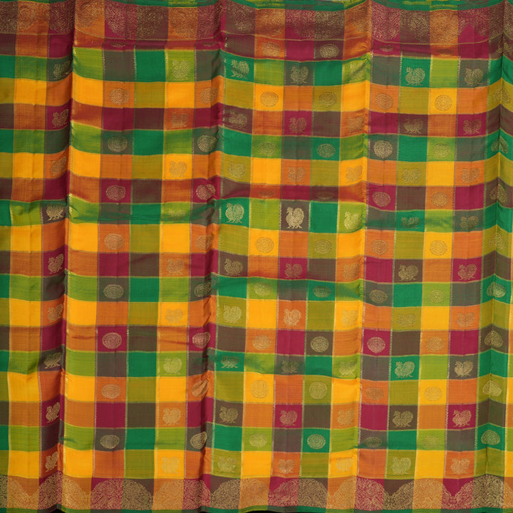 Hayagrivas Multi Colour Checks Ten Yards Silk Saree BD419-SBS