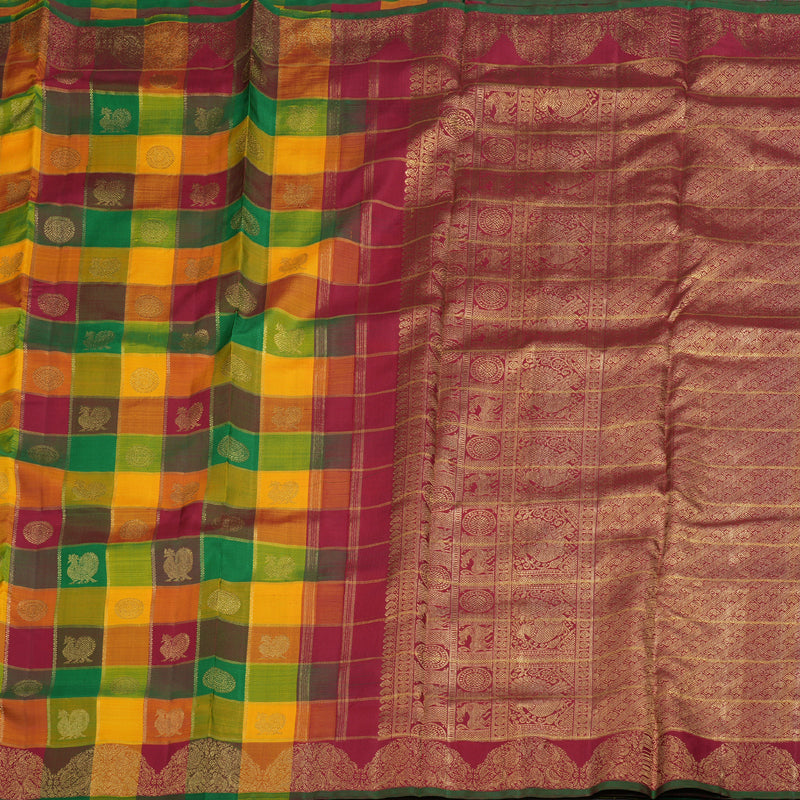 Hayagrivas Multi Colour Checks Ten Yards Silk Saree BD419-SBS