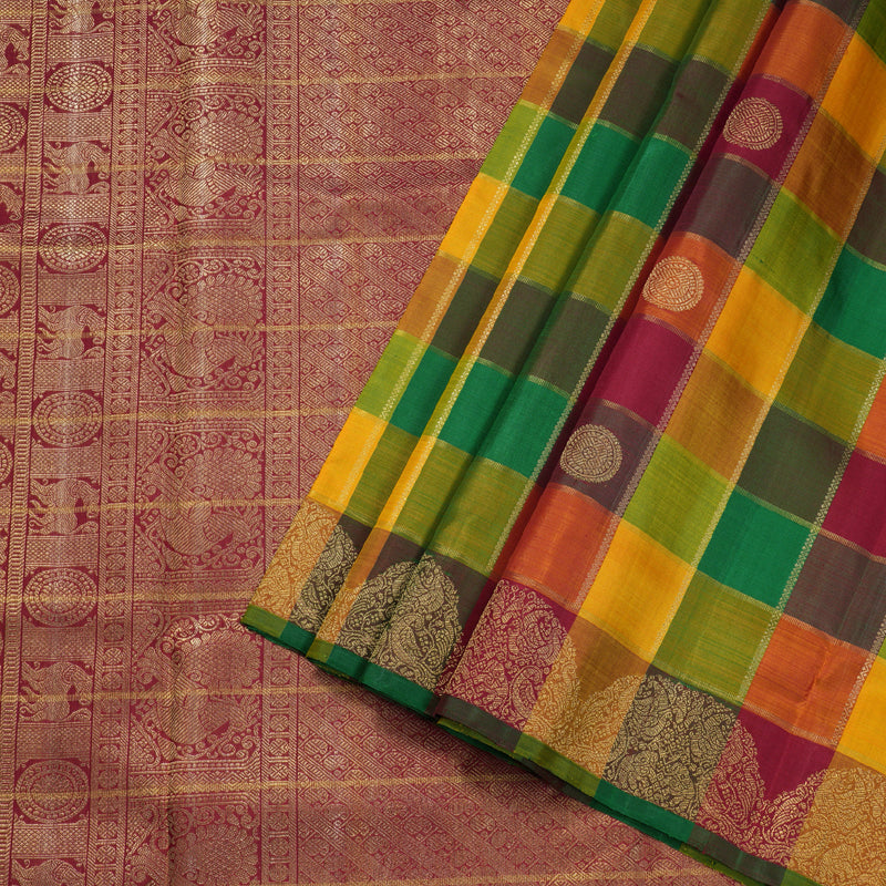 Hayagrivas Multi Colour Checks Ten Yards Silk Saree BD419-SBS