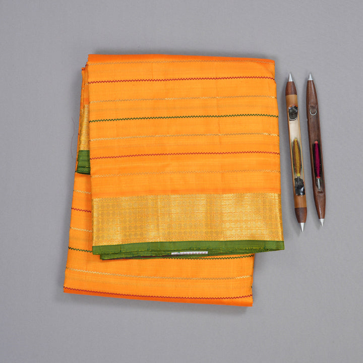 Hayagrivas Mango Yellow Veldhari Handloom Ten Yards Silk Saree BD423-SBS