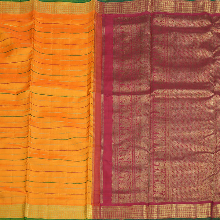 Hayagrivas Mango Yellow Veldhari Handloom Ten Yards Silk Saree BD423-SBS