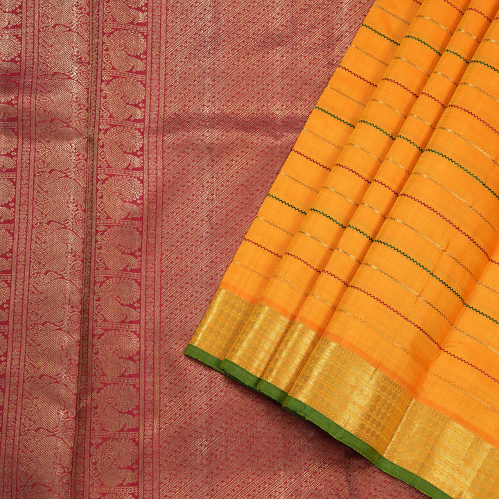 Hayagrivas Mango Yellow Veldhari Handloom Ten Yards Silk Saree BD423-SBS