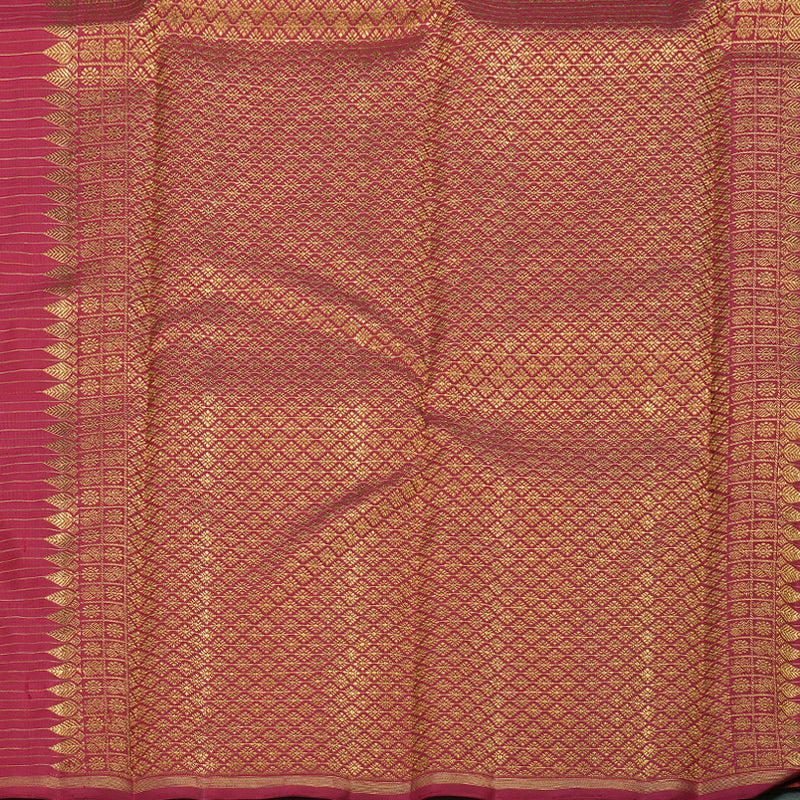 Hayagrivas Handloom Orange With Maroon Checks Kanjivaram Silk Saree BD426-SBS