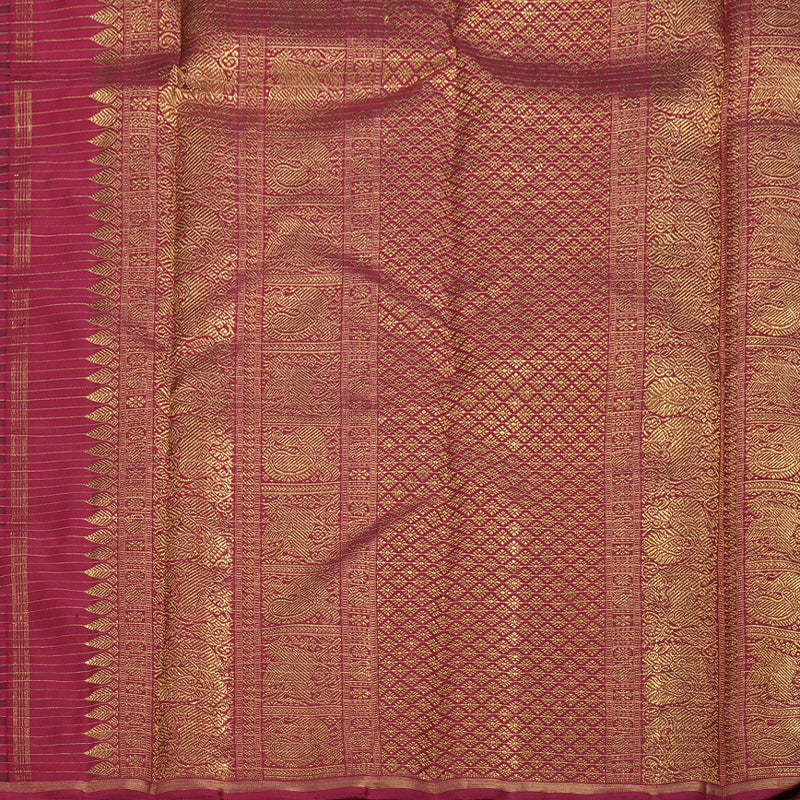 Hayagrivas Handloom Black With Maroon Checks Handloom Kanjivaram Silk Saree BD430-SBS