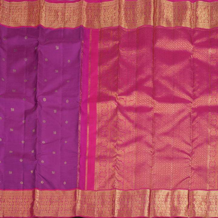 Hayagrivas Handloom Purple Handloom Kanjivaram Silk Saree with Nice Pink Border BD432-SBS