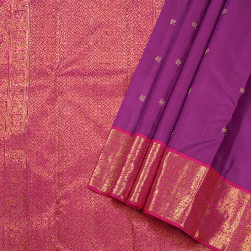 Hayagrivas Handloom Purple Handloom Kanjivaram Silk Saree with Nice Pink Border BD432-SBS